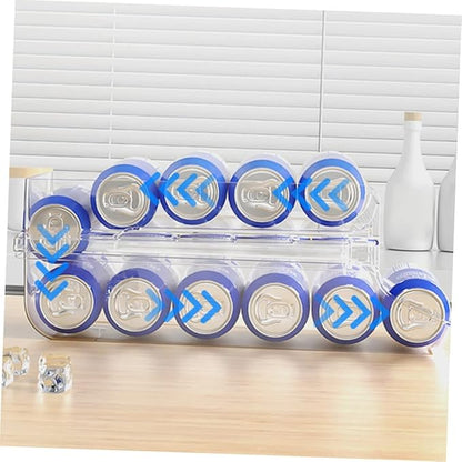 MAGICLULU Double Beverage Storage Box Fridge Organizer Drinks Bin Rolling Soda Can Dispenser for Refrigerator Pantry Can Holder