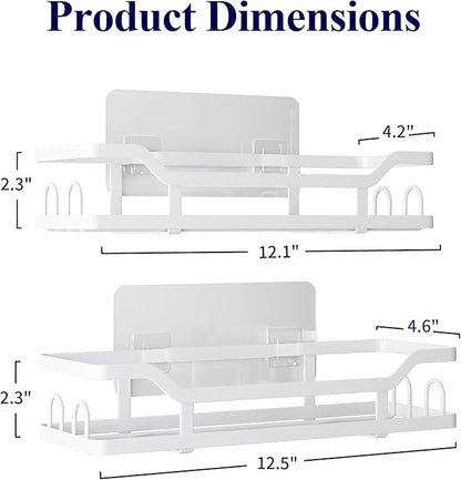 Kitsure Shower Caddy Extra Large - Adhesive Shower Organizer, Stainless Steel Shelf for Inside Shower, No Drill Bathroom Organizers and Storage, Home Decor Accessories, 2 Pack,White