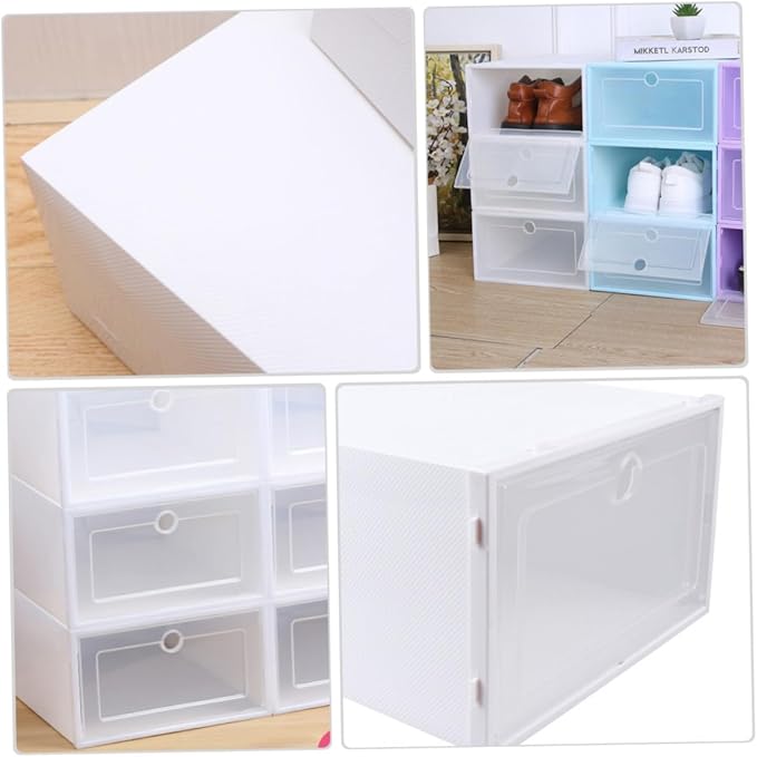 6pcs Stackable Shoe Storage Boxes Drawer-type Organizer for Shoes Sneaker Containers