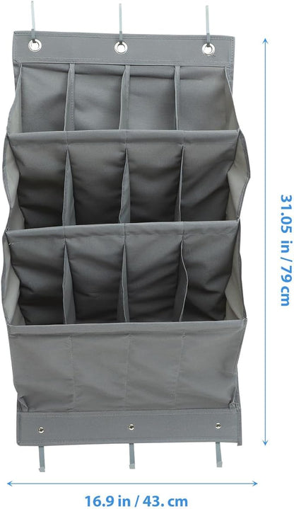 Milisten Wall-mounted Storage Pouch with 12 Gray Pockets, Multifunctional Hanging Bag Organizer for Over-the-door Use, Large Capacity Closet and Shoe Storage Solution for Home and Office