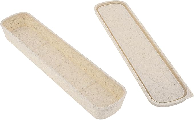 1pcs Portable Flatware Box Travel Tableware Storage Case Box, Utensil Case Flatware Storage Box for Cutlery Kit, 9.84 x 2.40 inch (Beige)