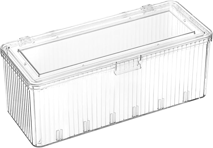 Plastic Clean Pads Holder Rectangular Pad Dispenser for Makeup Desktop Organizer with Lid for Bathroom Vanity