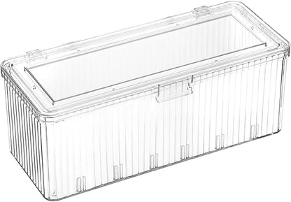 Plastic Clean Pads Holder Rectangular Pad Dispenser for Makeup Desktop Organizer with Lid for Bathroom Vanity