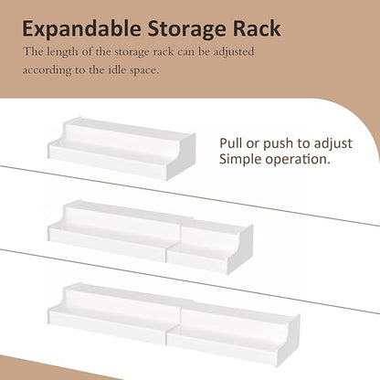 Sezanrpt Expandable Spice Rack Cabinet Organizer 2 Tier, White Kitchen Counter Display Shelf, Seasoning Organizer for Cabinet, Moisture Resistant