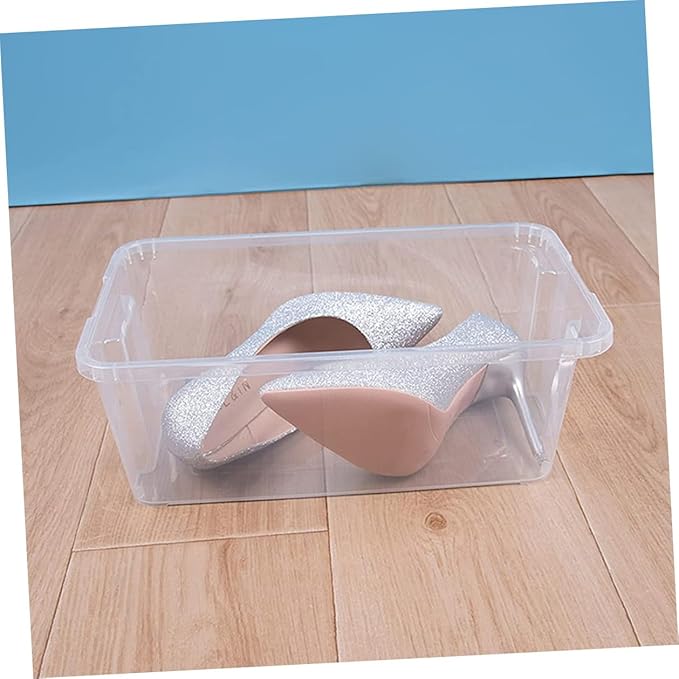 Stackable Shoe Storage Boxes with Lid Plastic Shoe Organizer Case for Household and Closet 2pcs Set
