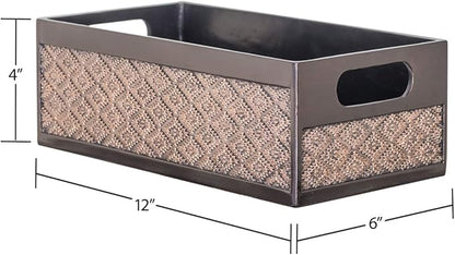 Creative Scents Dublin Brown Toilet Paper Storage Holder Basket for Decor - Decorative Bathroom Organizer and Storage for Countertop - Toilet Tank Topper Box - Modern Brown Bathroom Counter Decor