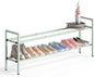 Bumusty 2-Tier Long Expandable Shoe Rack for Closet, 18"-44" Adjustable Shoe Rack for Entryway, 10-12 Pairs Large Shoe Organizer Shelf Storage, Sturdy Metal, Green