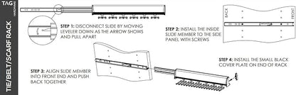 TAG Hardware Designer 15 Hook Full Extension Telescopic Tie Rack Closet Organizer (Black)