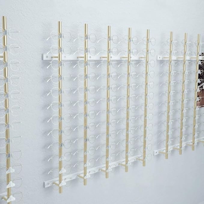 Wall Mounted Eyewear Holder Organizer Storage, Aluminum Alloy Sunglasses Holder Display Rack Multiple Eyewear Display Rod Collection Rack, Retail Store Metal Reading Glasses Storage Rack