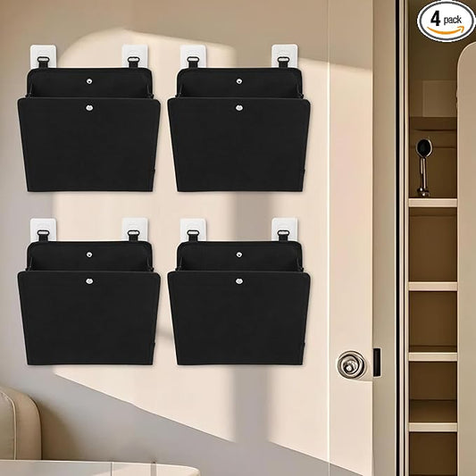 Wall Mounted Shoe Rack for RV Door, 2/4 Pack Hanging Organizer for Shoe Storage, Foldable Rack with Hooks, Wall Organizer for RV Storage and Organization (Black 4Pack)