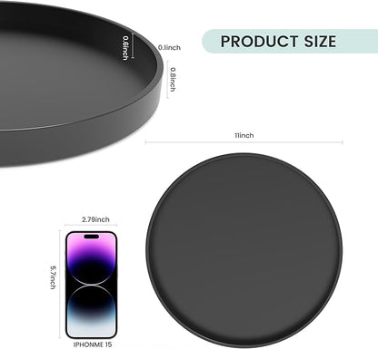 1 Pack 11" Bathroom and Vanity Tray, ABS Bathroom Counter Organizer, Coffee Table Decor for Perfume, Candles, Keys &More. Kitchen Countertop Organizer, Decorative Tray Soap Holder, Black