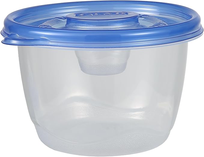 Glad GladWare To Go Lunch Food Storage Containers with Lids, Medium Round BPA Free Plastic with Built-In Dressing Cup for Salads and Lunches, Microwave Dishwasher Safe, 32 Oz, 4 Count