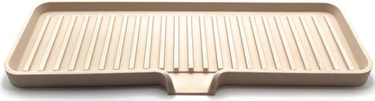 Silicone Soap Dish Tray and Sponge Holder with Drain Chute, Rectangular, Kitchen and Bathroom Sink Organizer (Sand Dollar, 12"x4")