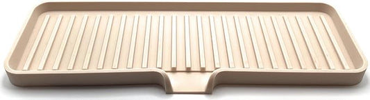 Silicone Soap Dish Tray and Sponge Holder with Drain Chute, Rectangular, Kitchen and Bathroom Sink Organizer (Sand Dollar, 12"x4")