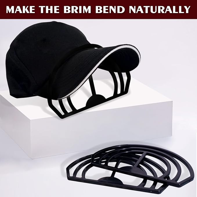 Cap Brim Bender 4PCS Baseball Hat Curving, Hat Shaper for Fitted Hats, Trucker Cap, Flat Brim, Perfect Curve Bender,Accessories for Women and Men (Black)