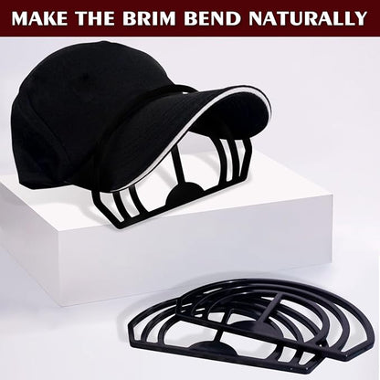 Cap Brim Bender 4PCS Baseball Hat Curving, Hat Shaper for Fitted Hats, Trucker Cap, Flat Brim, Perfect Curve Bender,Accessories for Women and Men (Black)
