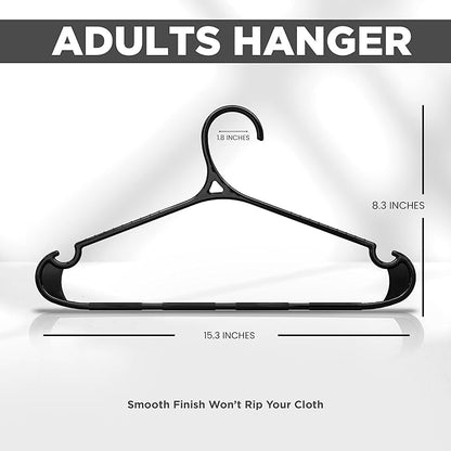 Utopia Home Clothes Hangers - Standard Plastic Hangers Space Saving - Durable Coat Hangers 50 Pack (Black)