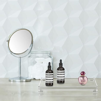 Vanity Bathroom Tray, Acrylic Rectangle Decorative Catchall Organizer Storage Tray (Large-Clear)