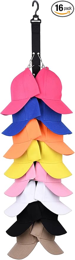 Closet Hanging Cap Organizer, 16 Baseball Cap Rack, Closet Hook Cap Holder Hat Storage Organizer - Keep Hats Cleaner Than a Hat Rack (1 Pack)