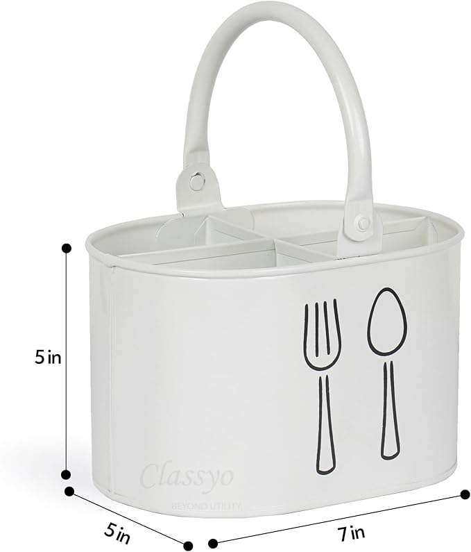 Silverware Holder for Countertop, Spoon Holder & Cutlery Organizer, Utensil Holder for Party, Flatware Caddy, Silverware Holder for Party (Ivory)
