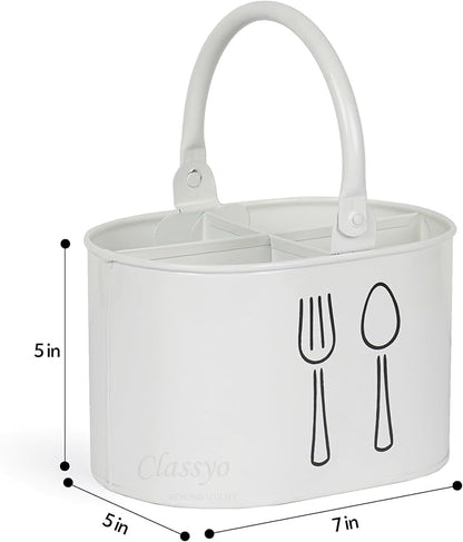 Silverware Holder for Countertop, Spoon Holder & Cutlery Organizer, Utensil Holder for Party, Flatware Caddy, Silverware Holder for Party (Ivory)