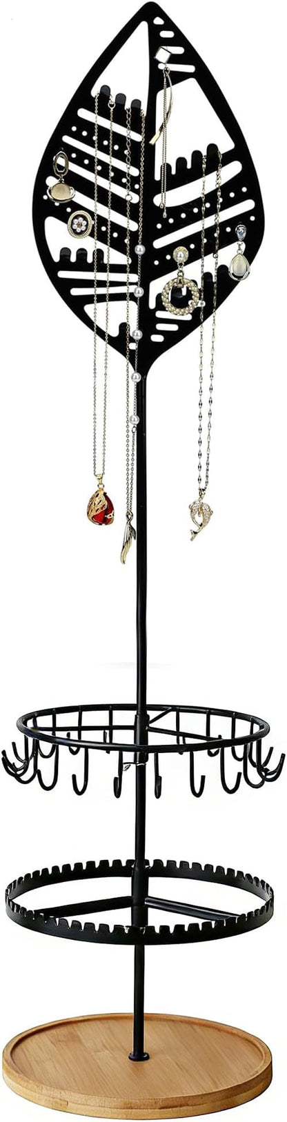 Jewelry Storage Rack, used for organizing and storing necklaces, earrings, bracelets, rings - Black