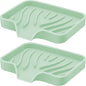 Silicone Soap Dish with Drain, SAISN Kitchen Soap Tray for Shower 2 Pack Self Draining Soap Dish Soft Bathroom Soap Holder for Kitchen Sink Flexible Portable Soap Saver, Light Green