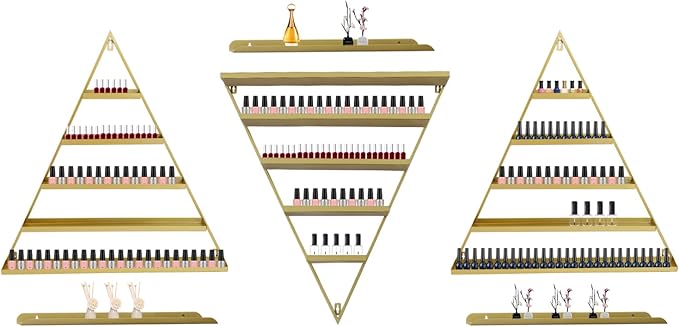 Metal Nail Polish Rack Wall Mount, 6PCS Nail Polish Shelves, Essential Oil Bottles Shelf Organizer for Spa Nail Salon Shop Home (Gold)