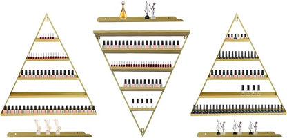 Metal Nail Polish Rack Wall Mount, 6PCS Nail Polish Shelves, Essential Oil Bottles Shelf Organizer for Spa Nail Salon Shop Home (Gold)