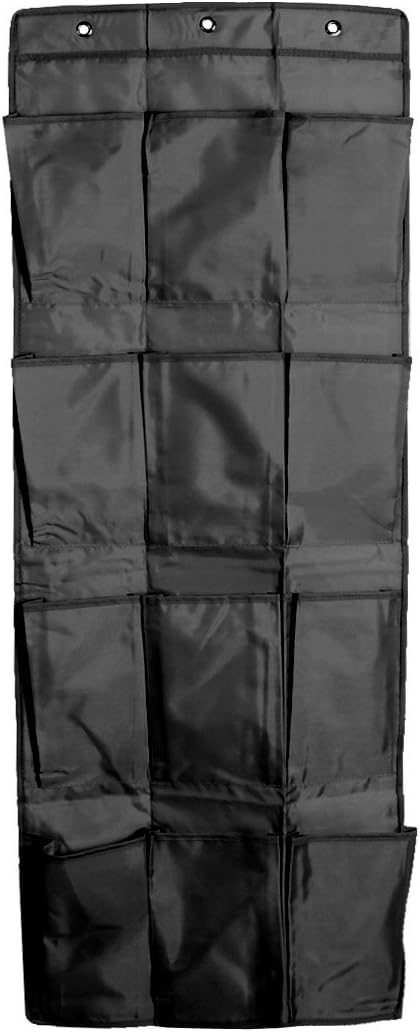 Ruilogod Home Oxford Cloth 12 Pockets Over the Door Hanging Shoes Organizer Black (id: 16b 37f d3a 337 e4d