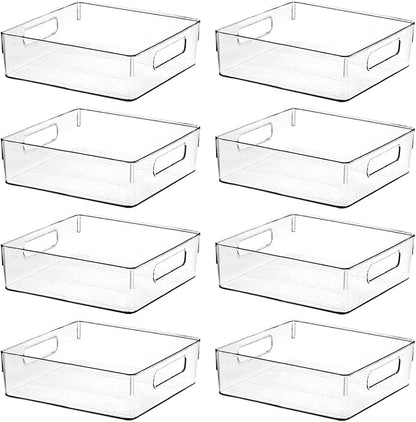 Clear Plastic Storage Bins, Home Bathroom Laundry Room Freezer Refrigerator Pantry Organizers and Storage Containers Fridge Organizer Bins Kitchen Organization Cabinet Medicine Bin for organizing