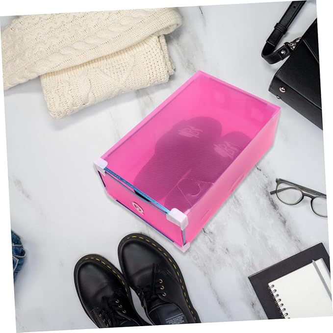 5pcs Transparent Stackable Shoe Storage Boxes with Drawer Design Dustproof Plastic Organizer for Women Shoes Thickened PP Material Metal-edged Large for Closet and Bedroom