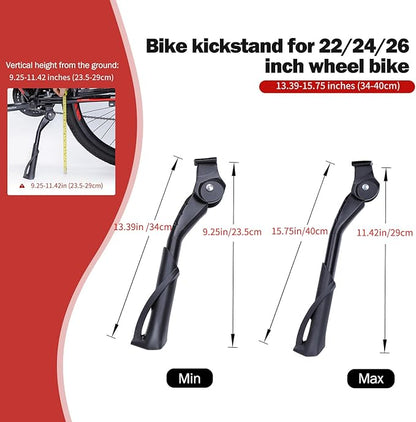 Cyfie Bike Kickstand, Center Mount Bicycle Kick Stand for Adult Bike 22 24 26 inch Wheel, Universal Adjustable Kickstands for 22" - 26" Adult Mountain Road Bike