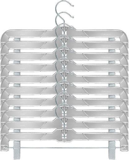 Clear Plastic Skirt & Pants Hangers 20 Pack, Clips Hanger for Pants, with Strong Metal Clips, Skirts, Trunks, Acrylic Hangers, Heavy Duty Vics 5131 Apparael Store Hangers