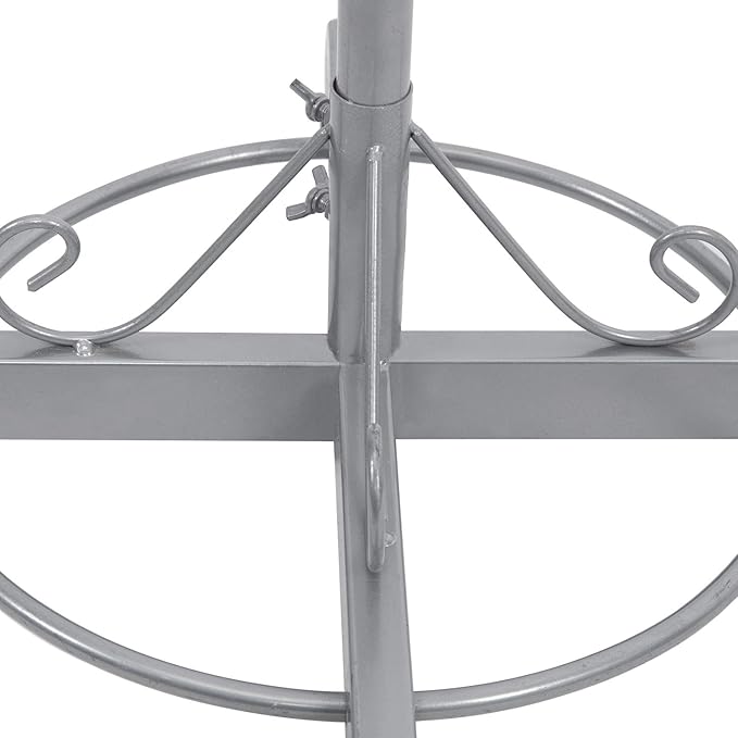 MyGift Hat Rack Holder Stand, Freestanding Baseball Cap Organizer Display, Large Retail Wig Holder with 20 Customizable Circular Hooks, for Multiple Hats, Shape of Tree, Silver Metal