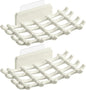 Shower Soap Holder for Wall, Adhesive Bar Soap Dish with Self Draining Grid, Side Hooks and No Drilling Mount, White, 2 Pack