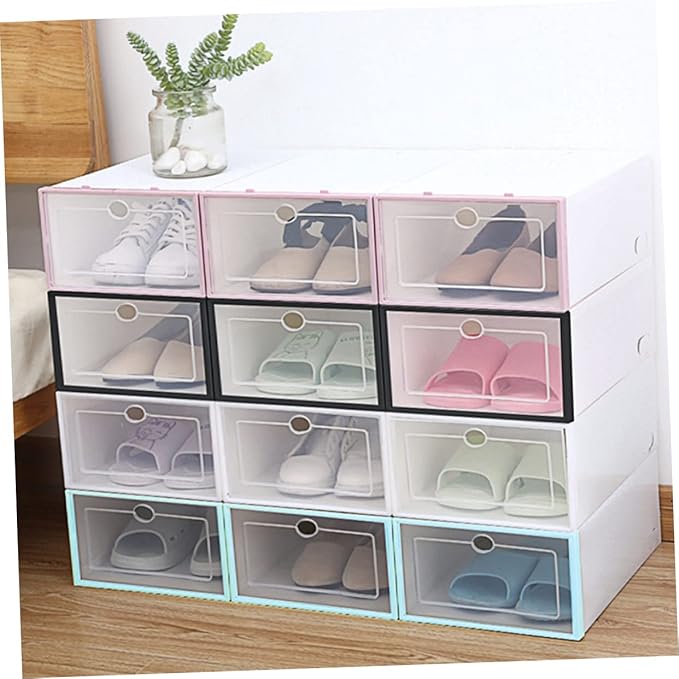 Outanaya 6pcs Door Shoe Organizer Thickened Plastic Storage Bins Shoe Boxes Storage Box Container Closet Organizers