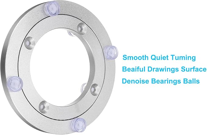 uxcell Lazy Susan Turntable Bearing, 5 Inch Rotating Bearing Turntable Base for Kitchen Dining Table, Silver Tone