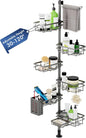 Vatex Corner Shower Caddy Tension Pole,30-120 Inch Adjustable Shower Organizer, 6-Tier Shower Shelves with Towel Rack/Toothbrush Holder/Soap Dish, Bathroom Corner Storage Rust-Resistant