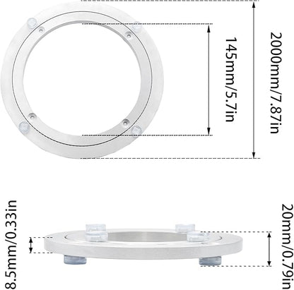 1Pcs 200mm / 7.87" Aluminum Alloy Lazy Susan Turntable Bearings, 8" Round Rotating Bearing Turntable Base(Base Only), for Kitchen Storage, Corner Shelves, Book Rack