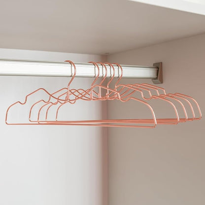 20 Pack Heavy Duty Metal Steel Wire Clothes Hanger, Ultra Slim & Short Neck Hanger,Space Saving Durable Non-Slip Felt Hangers, Closet Organizer for Home Dorm Laundry (Rosy Gold)