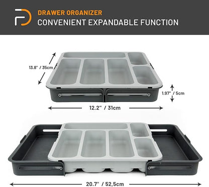 Furndiy Expandable Drawer Organizer Utensil Tray for Kitchen | Flatware and Cutlery Holder, Compact Storage for Spoons Forks Knives | Cutlery Utensil Set for | Based in USA