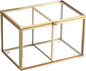 Hipiwe 2 Slots Glass Qtip Holder Gold Q-tip Storage Box with Lid Bathroom Accessories Container for Cotton Balls Cotton Swab Holder Rectangular Vanity Countertop Organizer