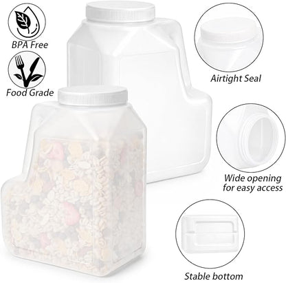 Yesland 2 Pcs White Plastic Gallon Jar with Handle and Airtight Lid - Square Empty Storage Containers and Jugs - 1.25 Gallon Wide Mouth Bottles for Craft Supplies, Paint, Detergent Storage, Liquids
