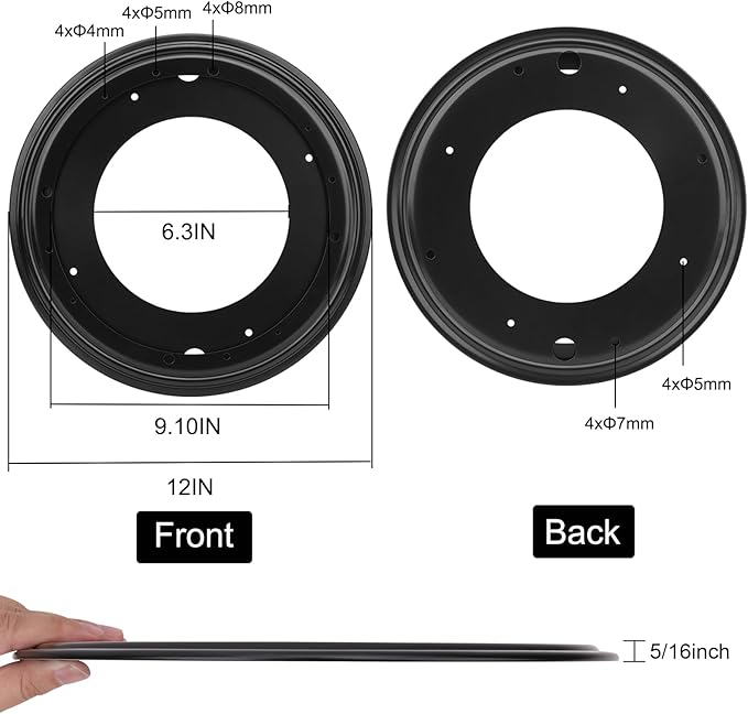12Inch Lazy Susan Hardware 5/16" Thick Round Lazy Susan Turntable Bearing Plate, Rotating Swivel Base Plate with 1000lbs Load Capacity, Lazy Susan Turntable Base for Serving Tray, Kitchen