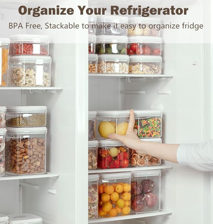 Melovom 8 Pcs Pop Food Storage Containers Airtight Food Storage Containers Set with Lids Kitchen Pantry Organization and Storage, 3.4Qt, 2.8Qt, 2.1Qt, 1.2Qt