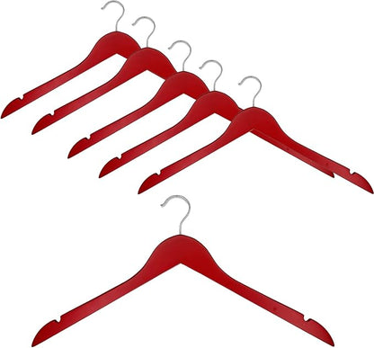 Passionate Red Wooden Hangers 20 Pack for Adults Heavy Duty Non-Slip Clothes Hangers, Colorful Wood Hangers Pack of 20 Sturdy Coat Hangers for Men Women Shirts Pants Coats Assorted Colors (RED)