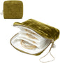 Travel Jewelry Case, Small Velvet Jewelry Pouch Bag with Zipper, Mini Portable Organizer for Earrings Rings Necklaces, Anti-Scratch Portable Storage Bag (Yellow-Green)