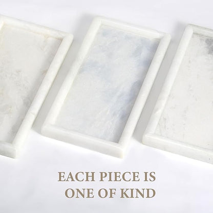 Koville African Natural Marble Tray, 10"x5" Coffee Table Vanity/Decorative Tray for Jewerly, Watch, Perfume Candle Tray for Home/Kitchen Countertop