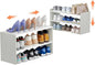 X-cosrack 2 Pack 2-Tier Shoe Rack Organizer for Closet, Expandable and Adjustable White Shoe Rack, Stackable Iron Wood Combination Shoe Storage Shelves for Closets, Entryway, Small Space, Garage